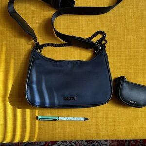 DKNY Navy Crossbody Bag with Chain Strap, comes with small coin pouch